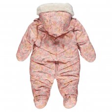 GX524: Girls Pink Floral Print Padded Snowsuit (0-18 Months)